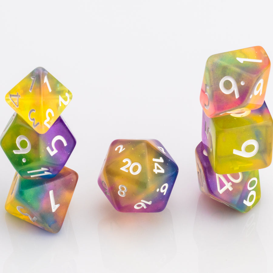 Rainbow Bite | Resin DND Dice Set | Resin RPG Dice