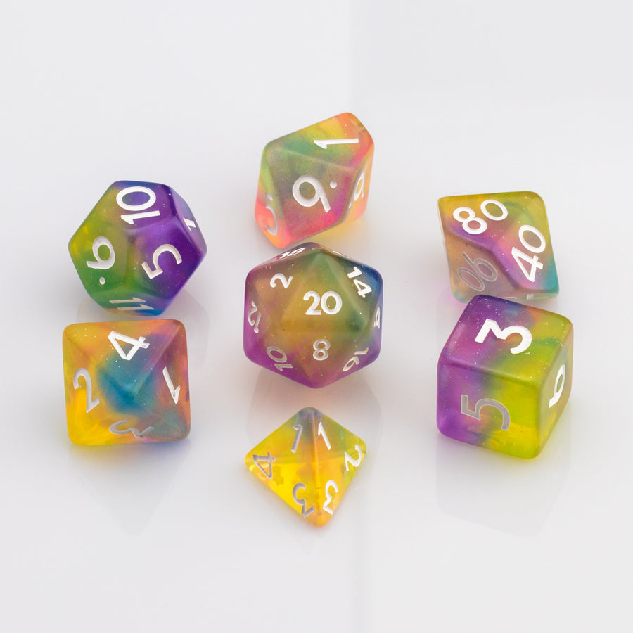 Rainbow Bite | Resin DND Dice Set | Resin RPG Dice