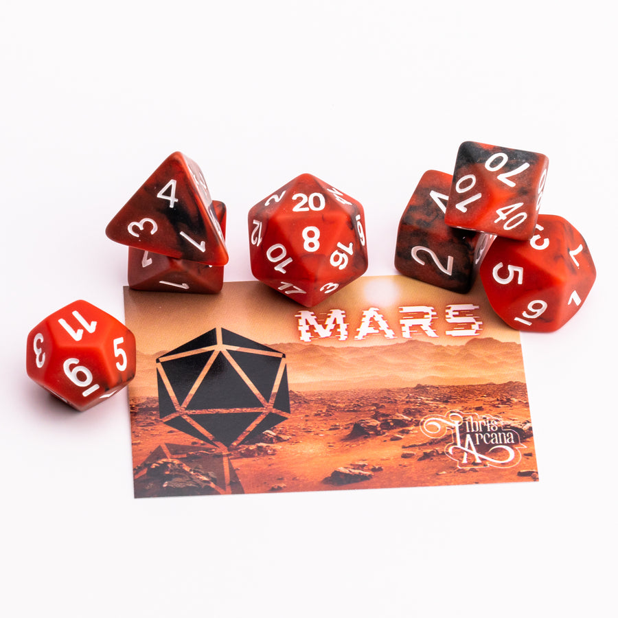 Mars | Resin RPG Dice Set | Resin DND Dice