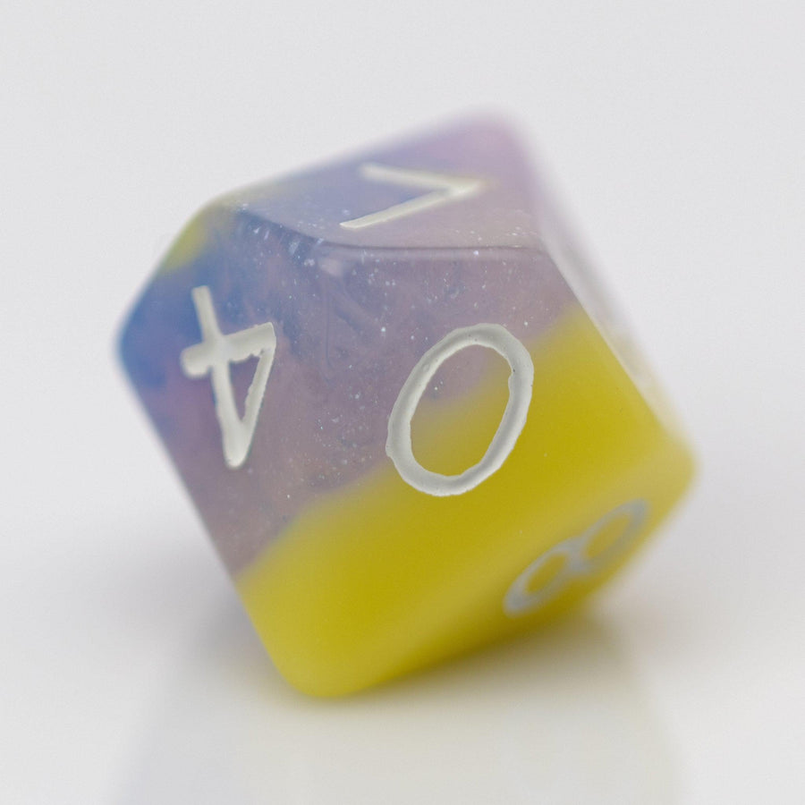 Cottton Candy, mulitcolored resin RPG dice D10.