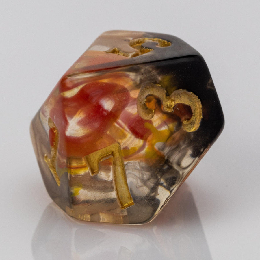 Fire Eye, resin DND dice set, D10.