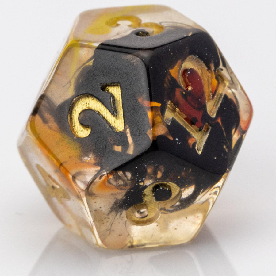 Fire Eye, resin DND dice set, D12.