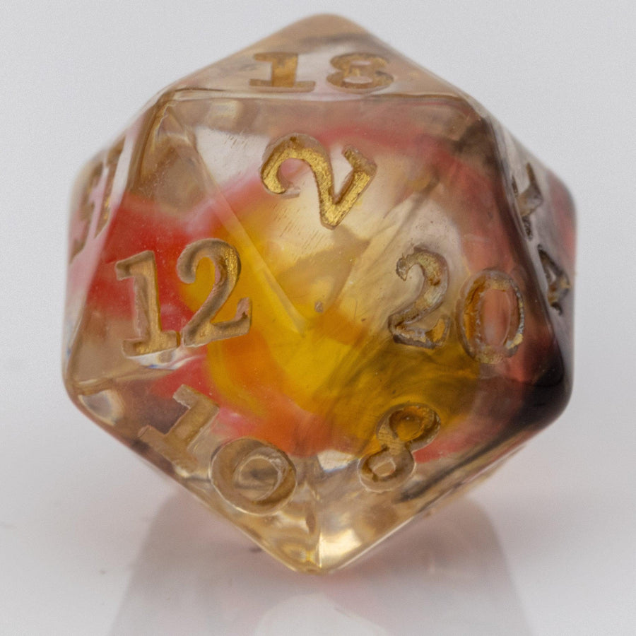 Fire Eye, resin DND dice set, D20.