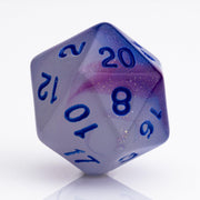 Soulfire, glow in the dark 7 piece DND dice set D20 on a white background