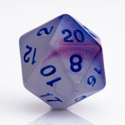 Soulfire, glow in the dark 7 piece DND dice set D20 on a white background
