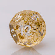 Gold Rush, 7 piece DND Dice Set D12 on a white background.