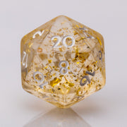 Gold Rush, 7 piece DND Dice Set D20 on a white background.